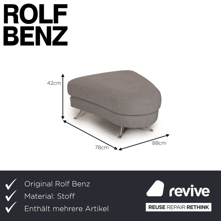 Rolf Benz 2500 Stoff Sofa Garnitur Grau 2xZweisitzer Hocker Glastisch