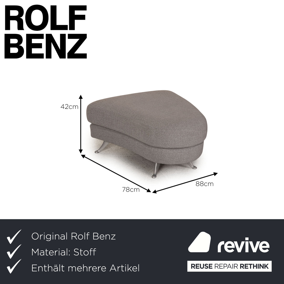 Rolf Benz 2500 Stoff Sofa Garnitur Grau Zweisitzer Hocker