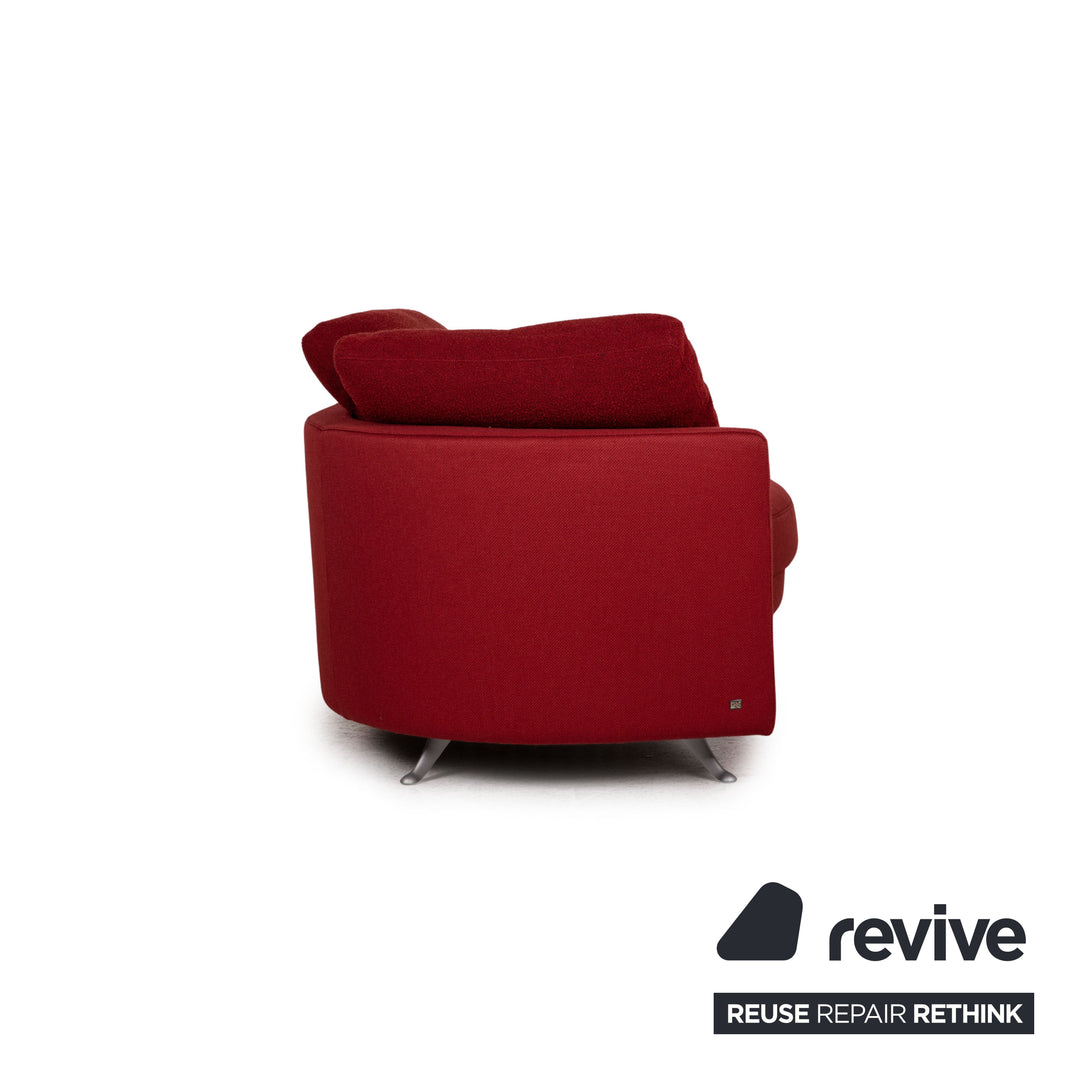 Rolf Benz 2500 Stoff Sofa Garnitur Rot Dreisitzer Hocker Couch