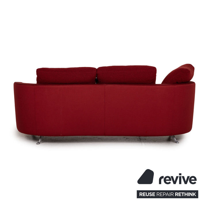 Rolf Benz 2500 Stoff Sofa Garnitur Rot Dreisitzer Hocker Couch