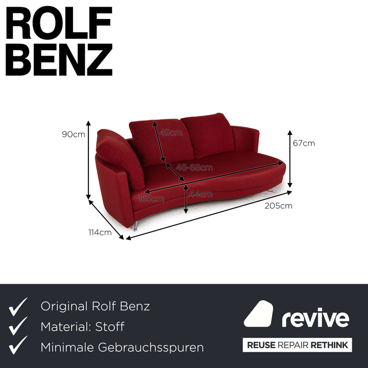 Rolf Benz 2500 Stoff Sofa Rot Dreisitzer Couch