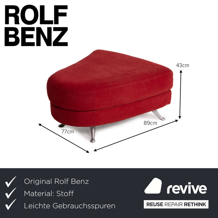 Rolf Benz 2500 Stoff Sofa Rot Dreisitzer inkl. Hocker Garnitur