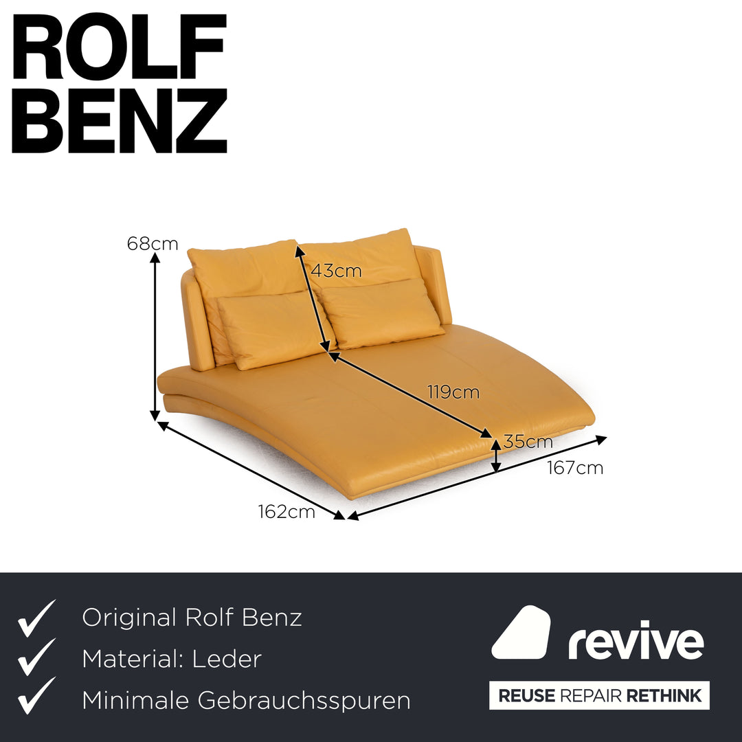 Rolf Benz 2800 Leather Lounger Yellow Two-seater couch
