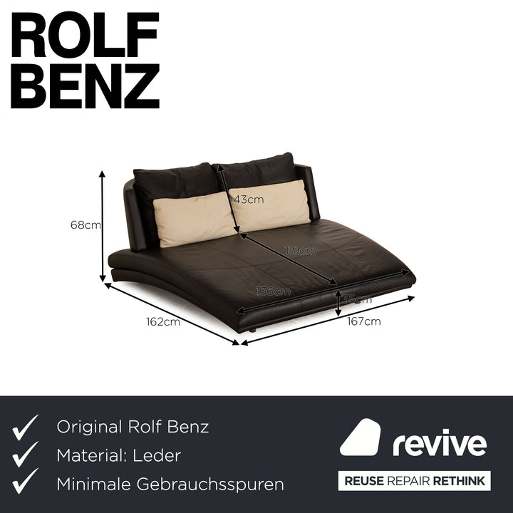 Rolf Benz 2800 leather lounger black double lounger