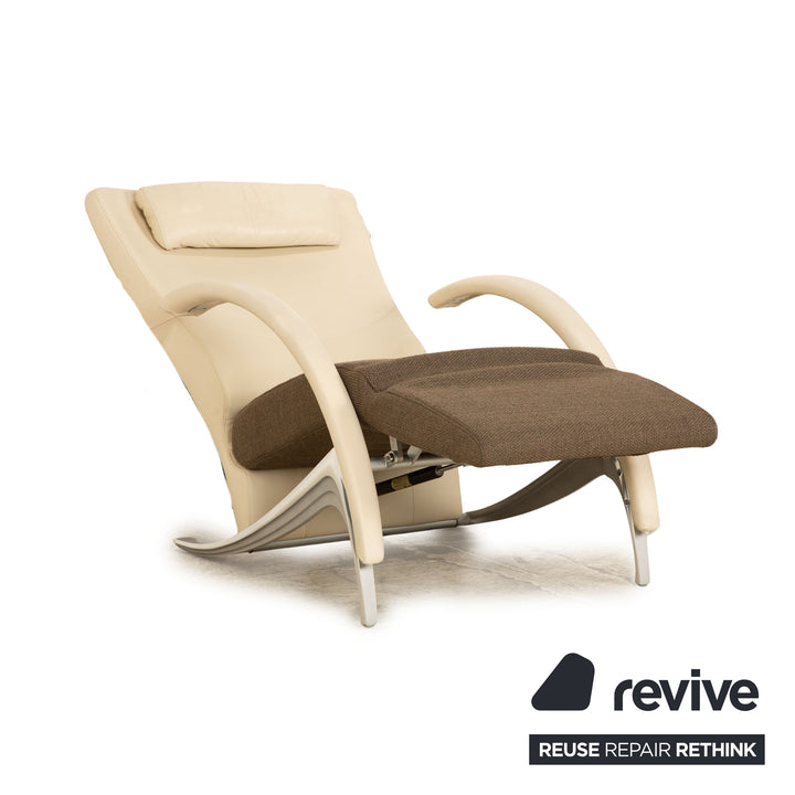Rolf Benz 3100 leather armchair beige manual function partially reupholstered