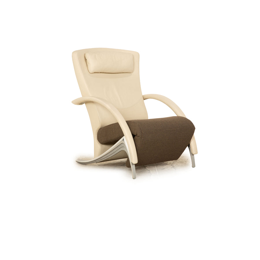 Rolf Benz 3100 leather armchair beige manual function partially reupholstered