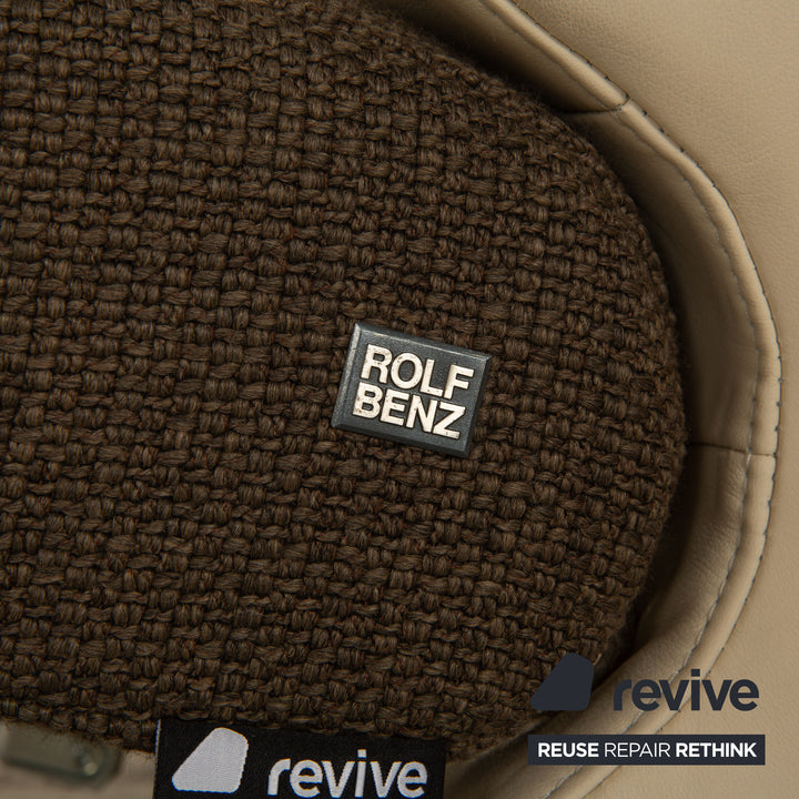 Rolf Benz 3100 leather armchair beige manual function partially reupholstered