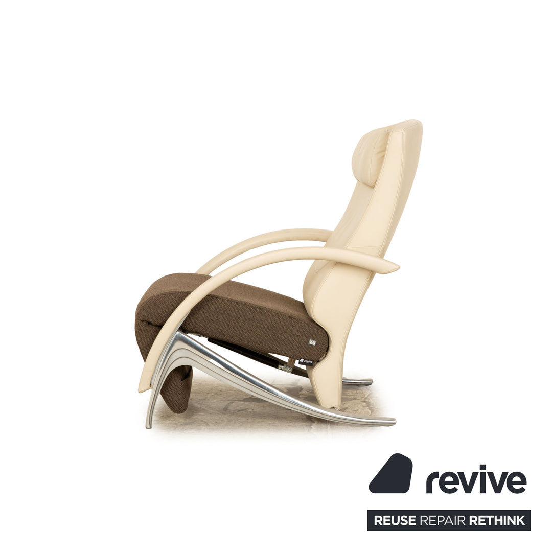 Rolf Benz 3100 leather armchair beige manual function partially reupholstered