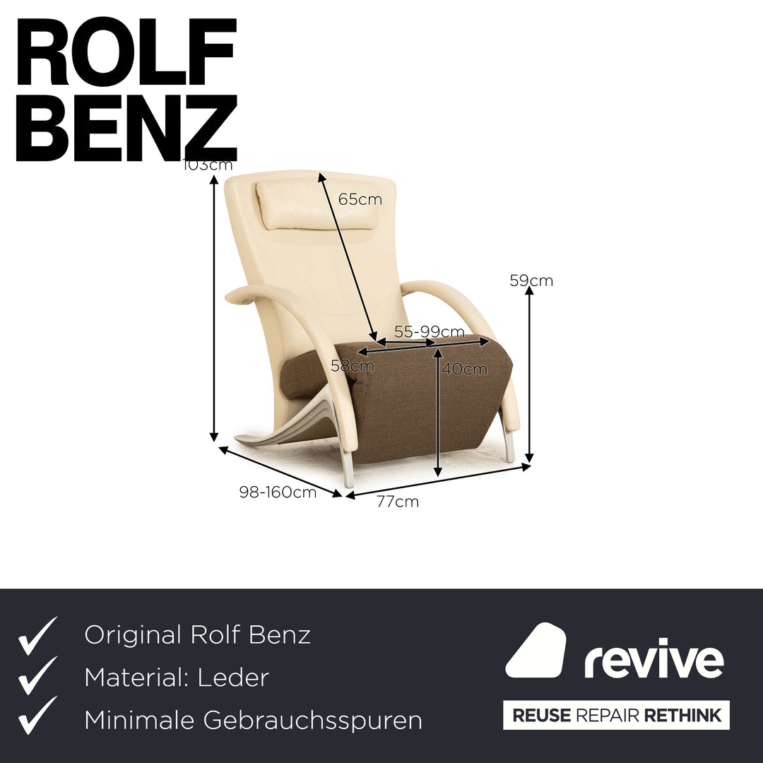 Rolf Benz 3100 leather armchair beige manual function partially reupholstered