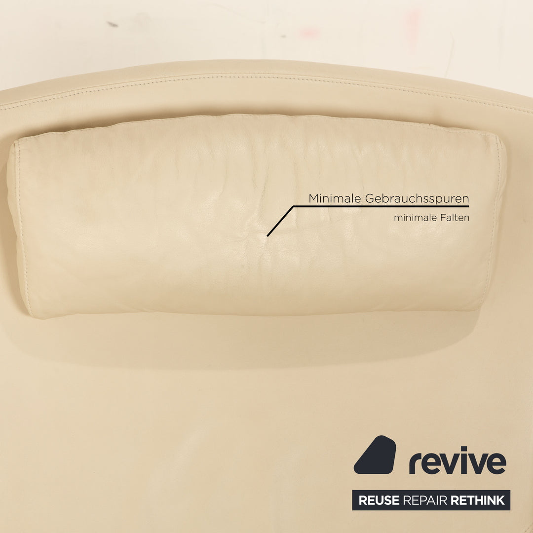 Rolf Benz 3100 leather armchair beige manual function partially reupholstered