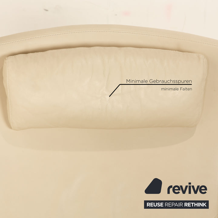 Rolf Benz 3100 leather armchair beige manual function partially reupholstered