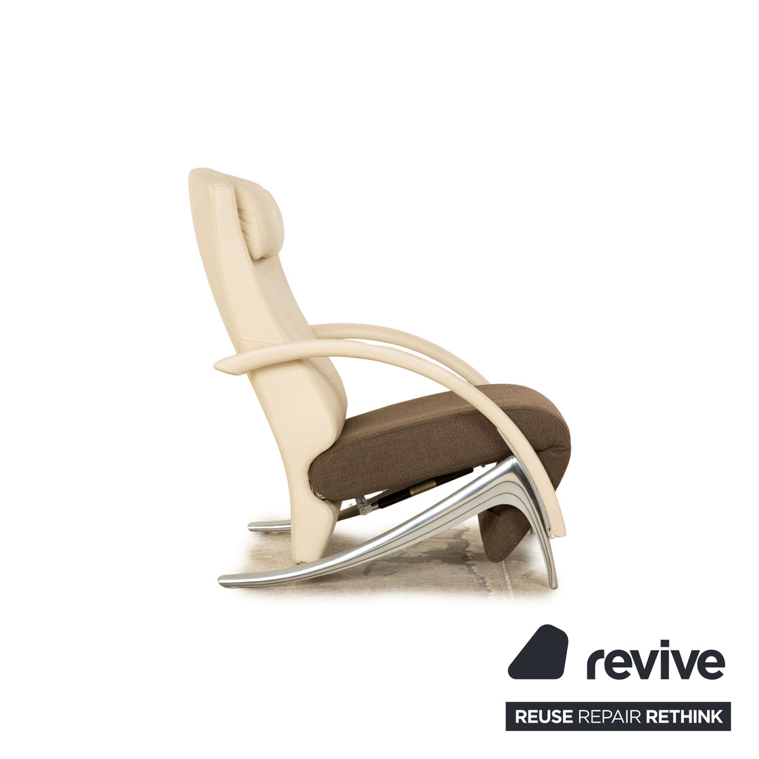 Rolf Benz 3100 leather armchair beige manual function partially reupholstered