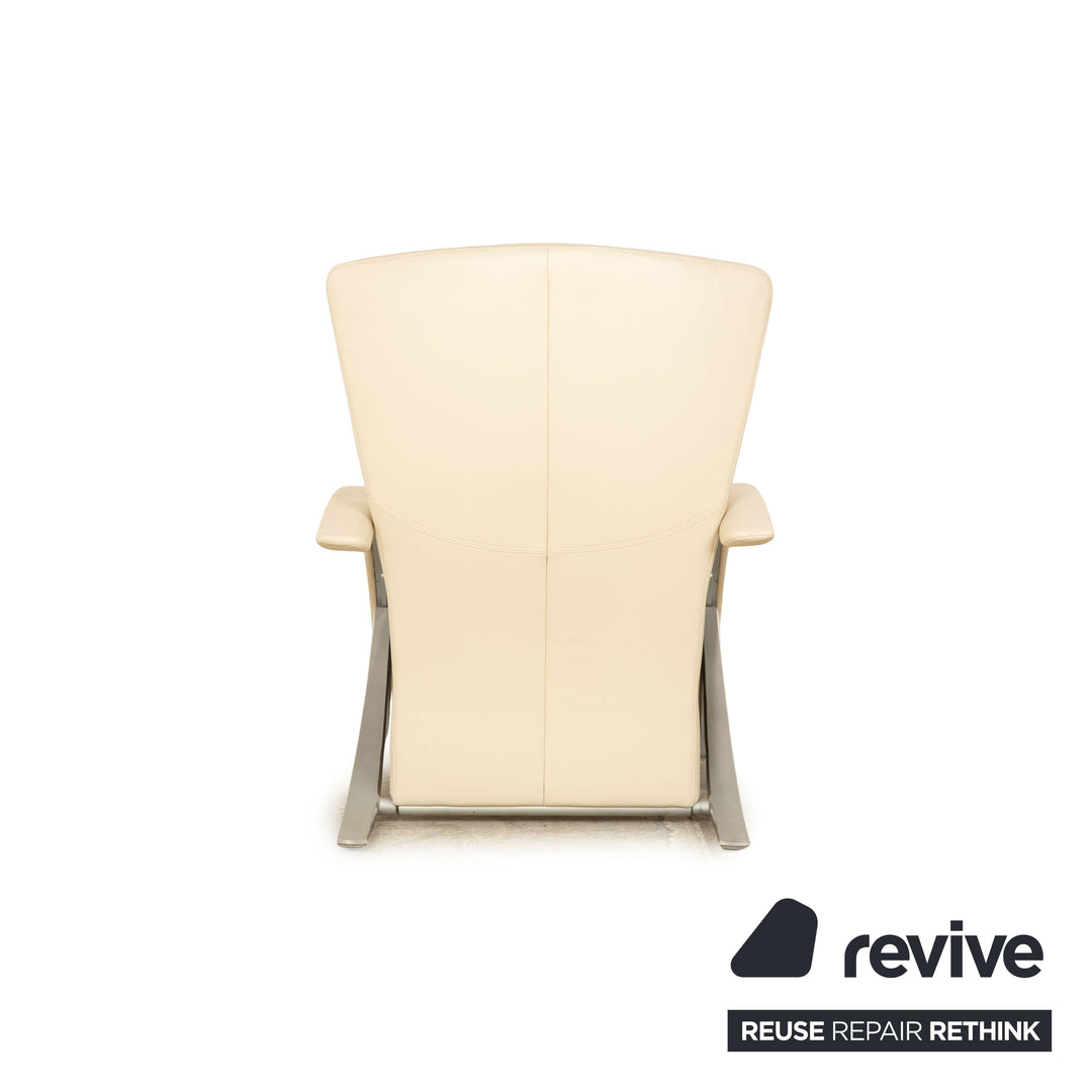 Rolf Benz 3100 leather armchair beige manual function partially reupholstered