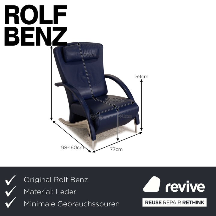 Rolf Benz 3100 Leder Sessel Blau manuelle Funktion