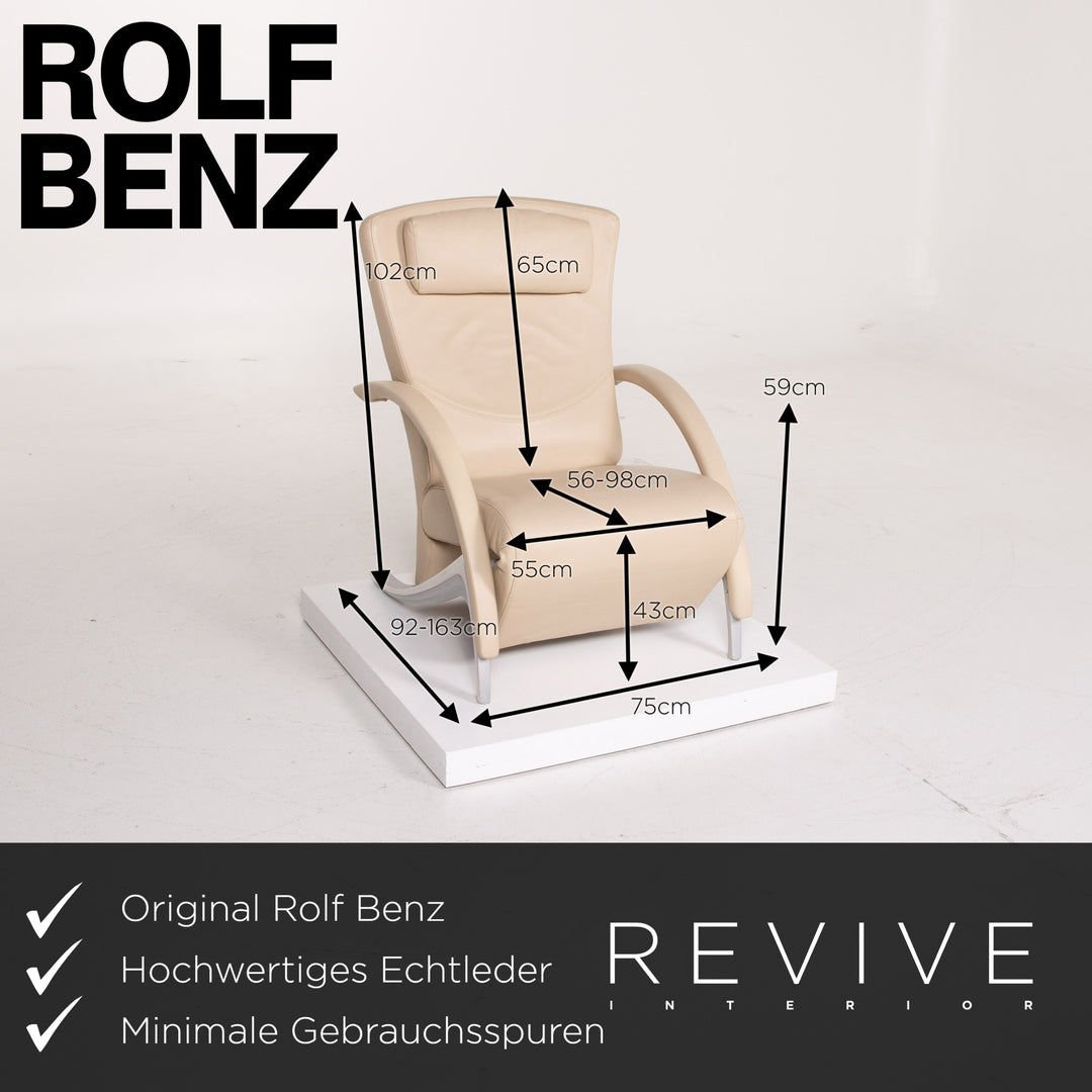 Rolf Benz 3100 Leder Sessel Creme Liege #14111