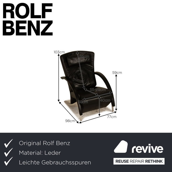 Rolf Benz 3100 Leather Armchair Black Function