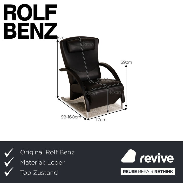 Rolf Benz 3100 Leather Armchair Black Function