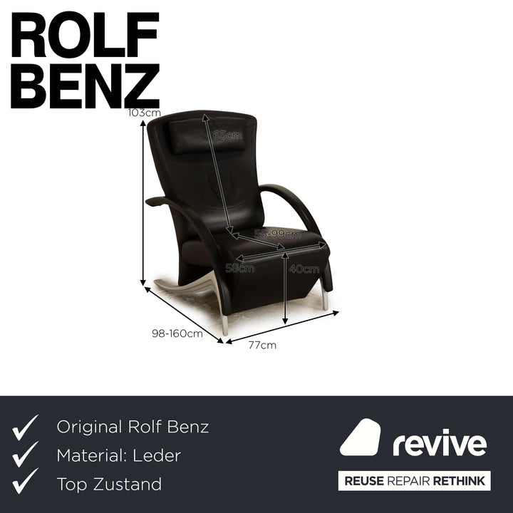 Rolf Benz 3100 Leather Armchair Black manual function
