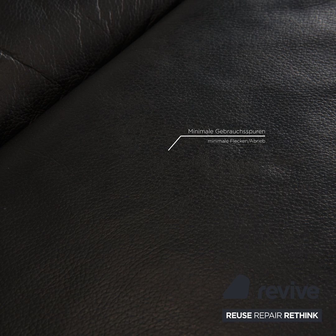 Rolf Benz 318 Linea Leder Dreisitzer Schwarz Sofa Couch