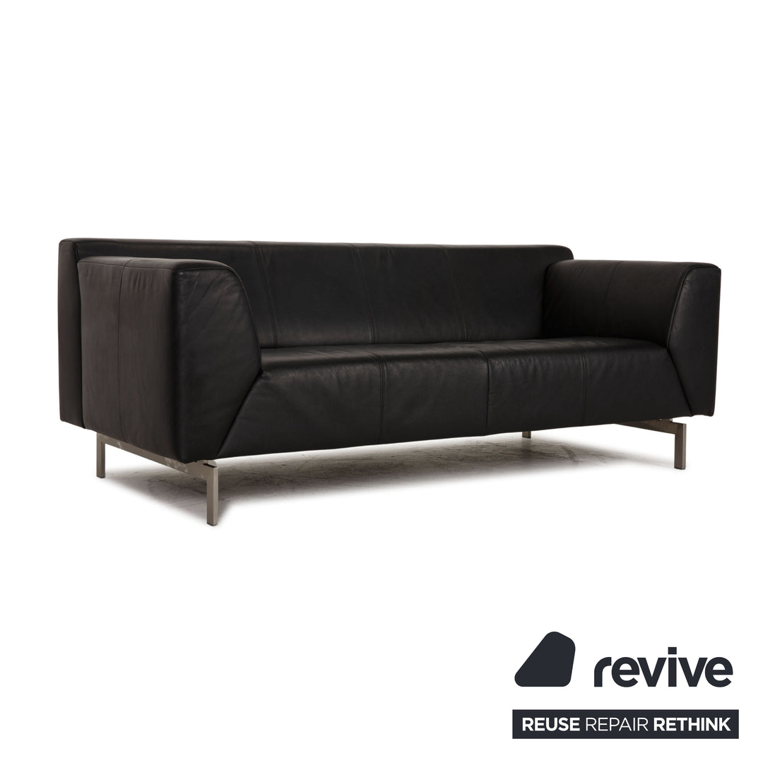 Rolf Benz 318 Linea Leder Dreisitzer Schwarz Sofa Couch