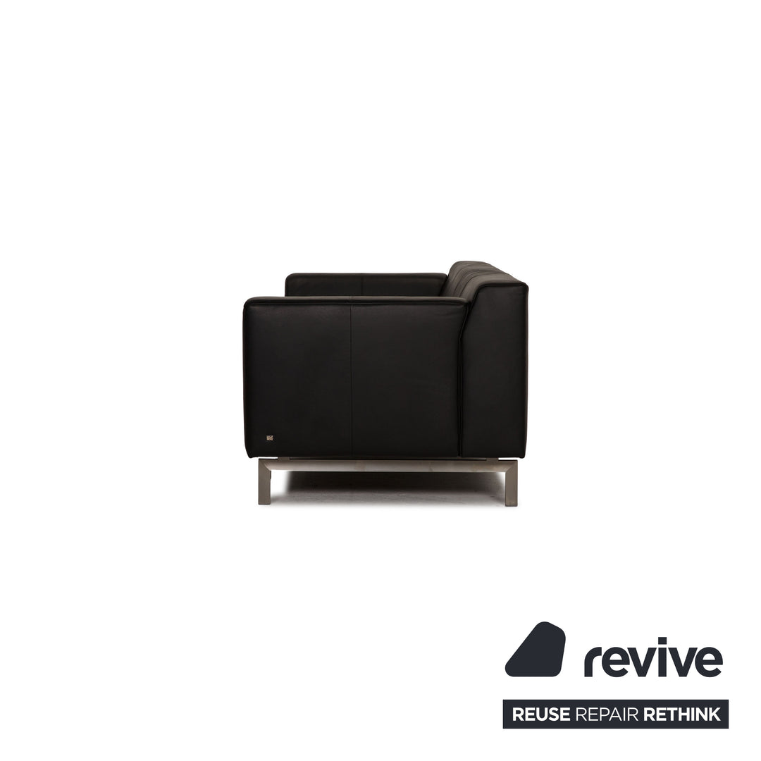 Rolf Benz 318 Linea Leder Dreisitzer Schwarz Sofa Couch