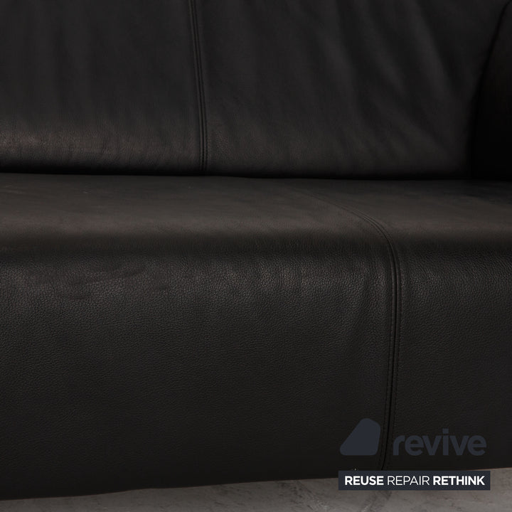 Rolf Benz 318 Linea leather four-seater black sofa couch