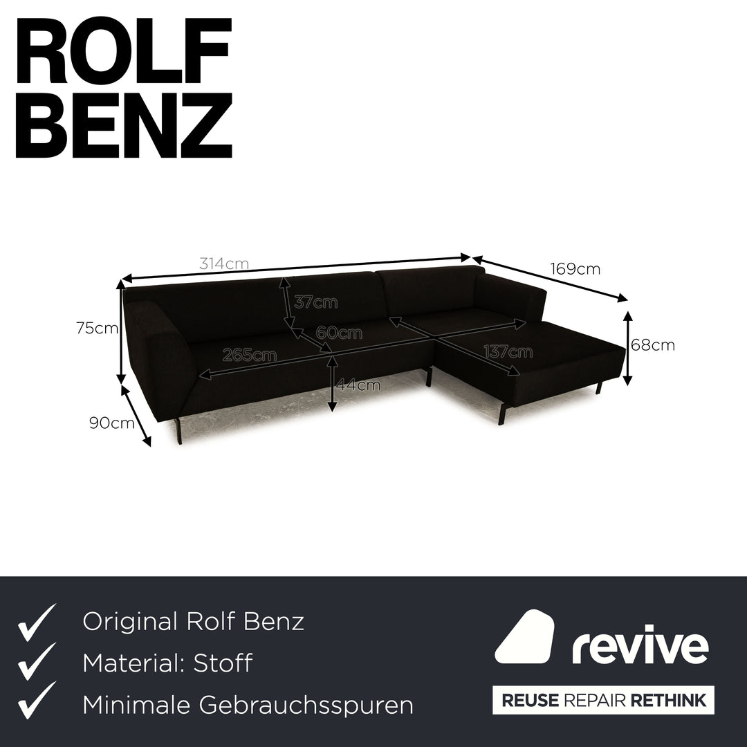 Rolf Benz 318 Linea Stoff Ecksofa Schwarz Recamiere Rechts Sofa Couch