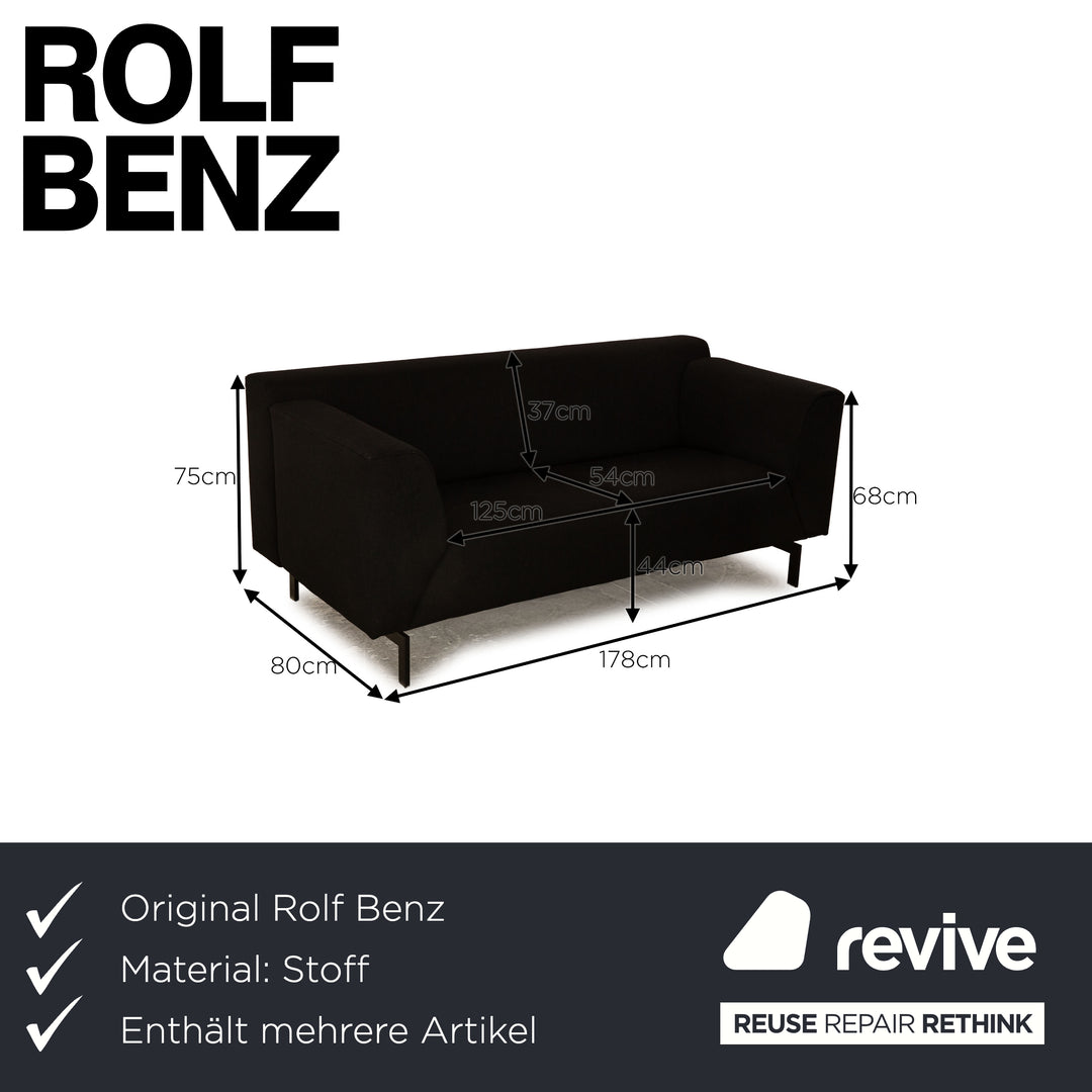 Rolf Benz 318 Linea Stoff Sofa Garnitur Schwarz Ecksofa Zweisitzer 2x Sessel