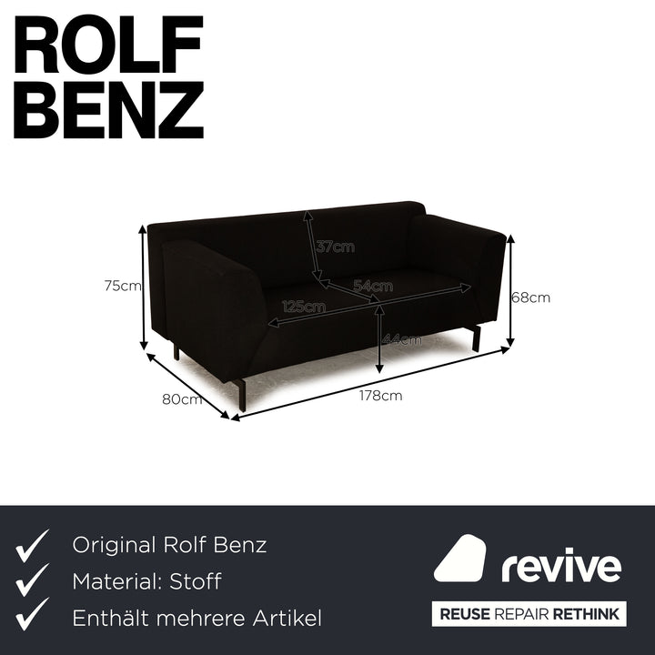 Rolf Benz 318 Linea Stoff Sofa Garnitur Schwarz Ecksofa Zweisitzer 2x Sessel