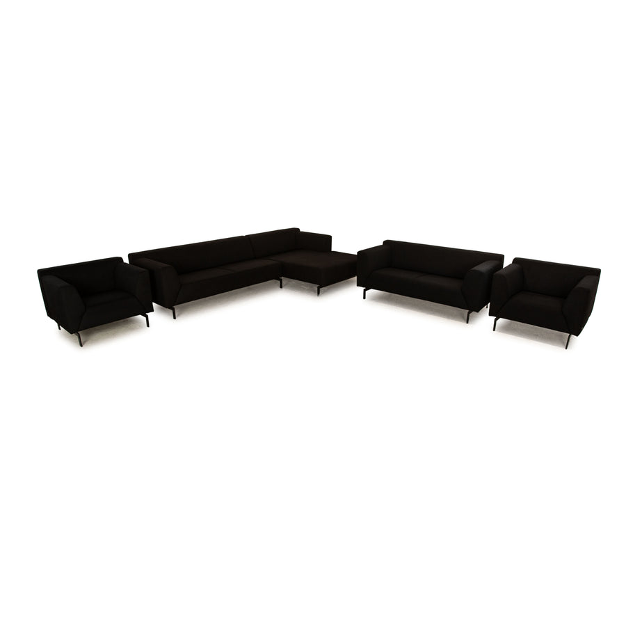 Rolf Benz 318 Linea fabric sofa set black corner sofa two-seater 2x armchairs