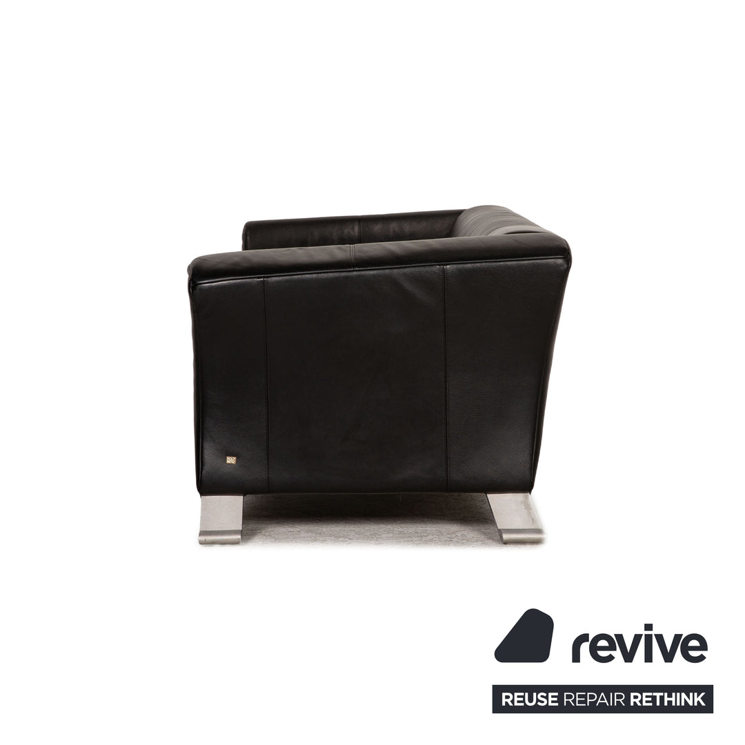 Rolf Benz 322 three-seater leather sofa black couch