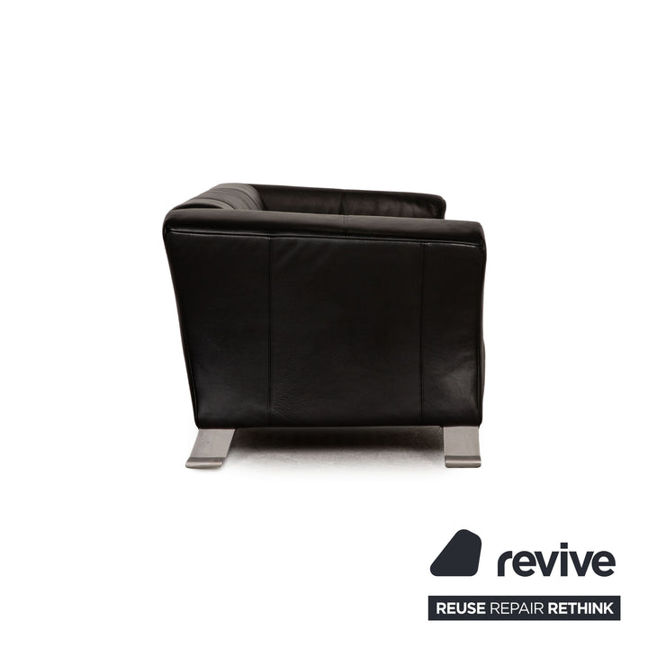 Rolf Benz 322 three-seater leather sofa black couch