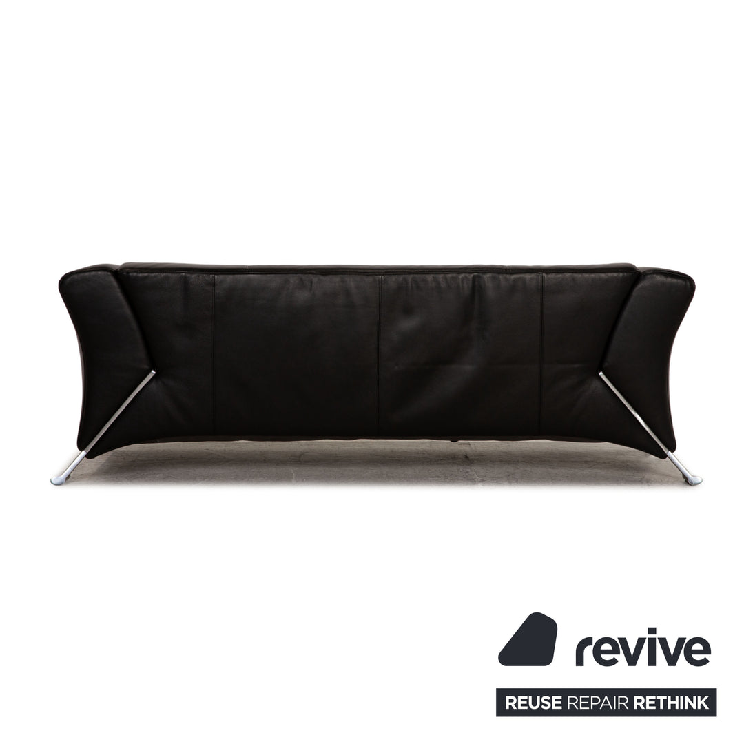 Rolf Benz 322 three-seater leather sofa black couch