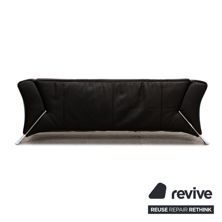 Rolf Benz 322 three-seater leather sofa black couch