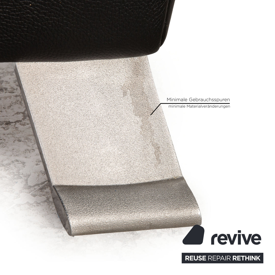 Rolf Benz 322 three-seater leather sofa black couch