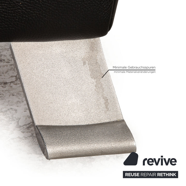 Rolf Benz 322 three-seater leather sofa black couch