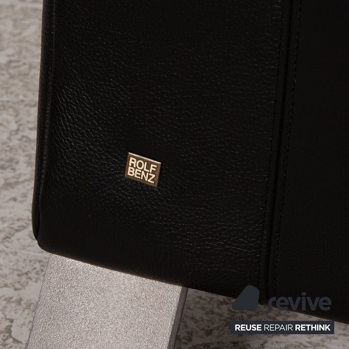 Rolf Benz 322 three-seater leather sofa black couch