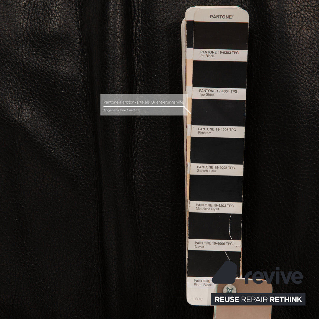 Rolf Benz 322 three-seater leather sofa black couch