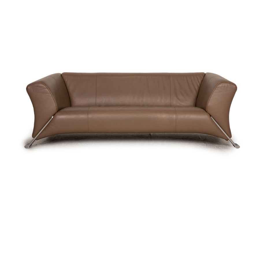 Rolf Benz 322 leather three-seater brown taupe sofa couch