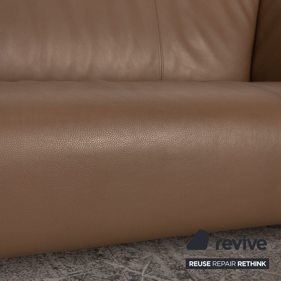 Rolf Benz 322 leather three-seater brown taupe sofa couch