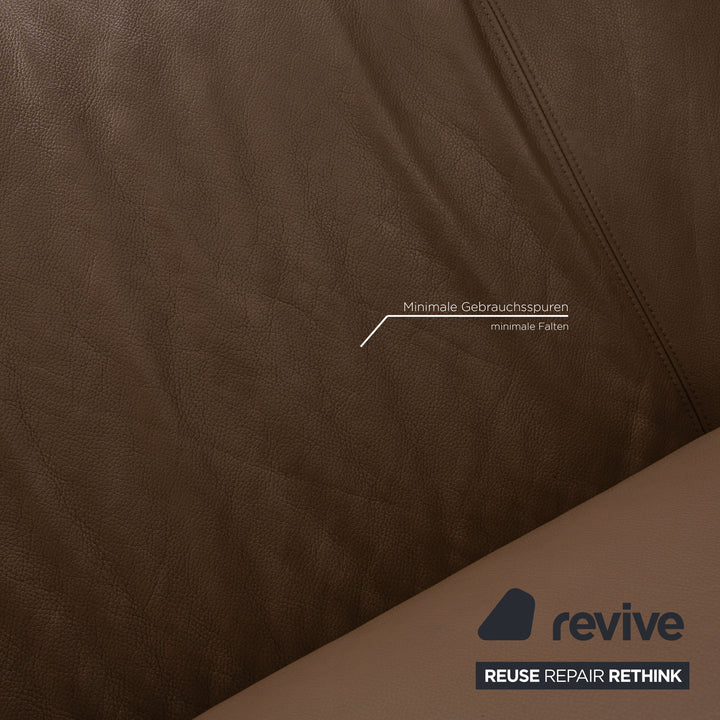 Rolf Benz 322 leather three-seater brown taupe sofa couch