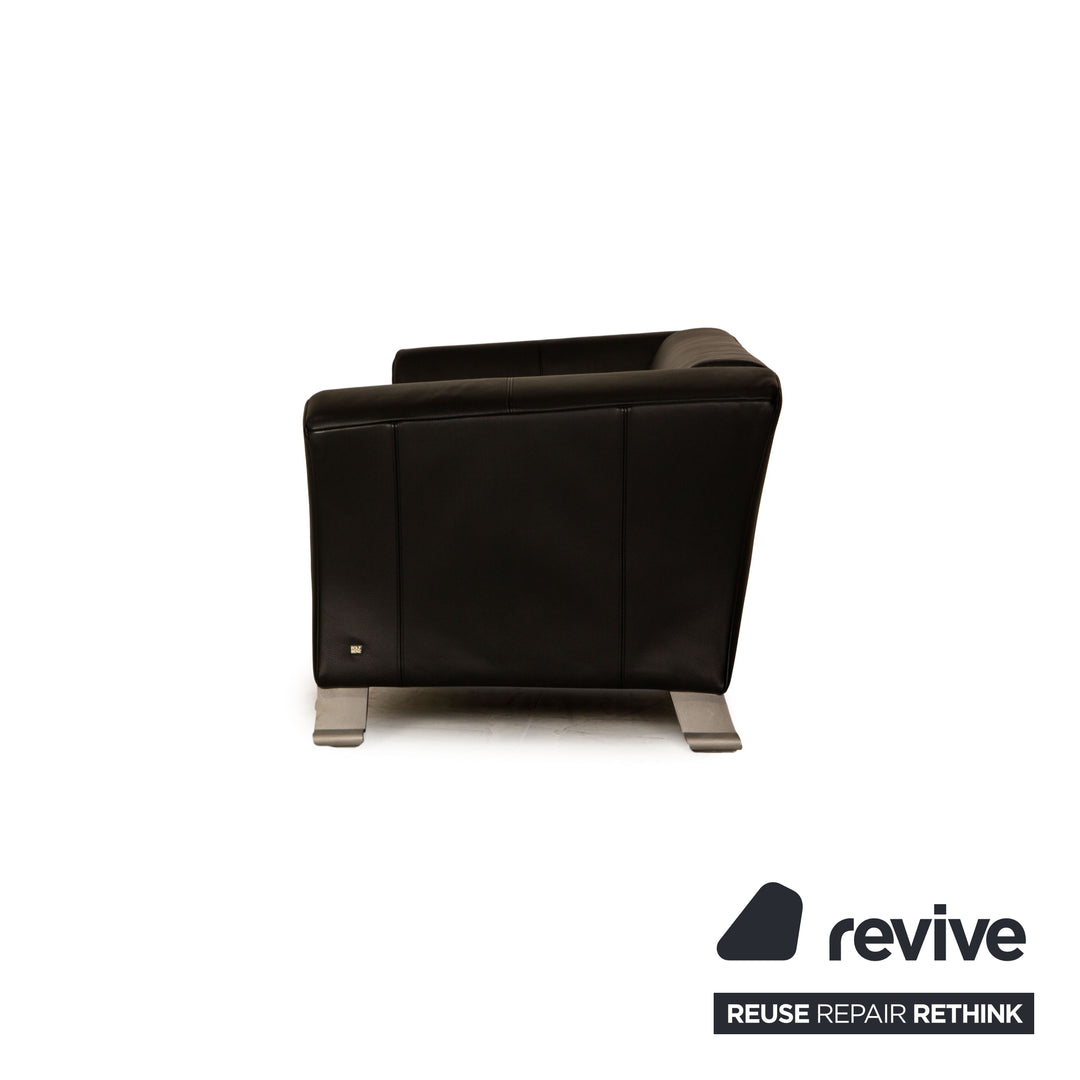 Rolf Benz 322 leather three-seater black sofa couch