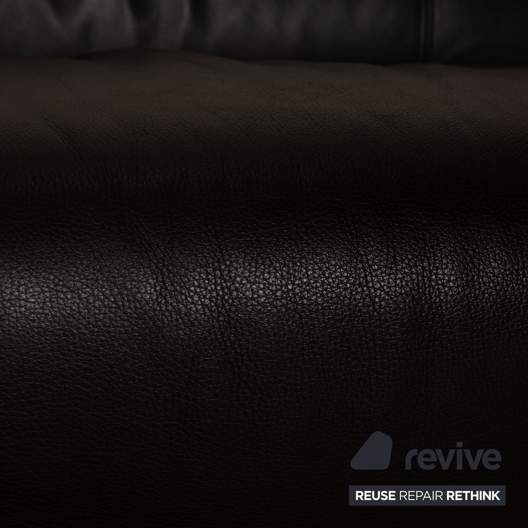 Rolf Benz 322 leather three-seater black sofa couch