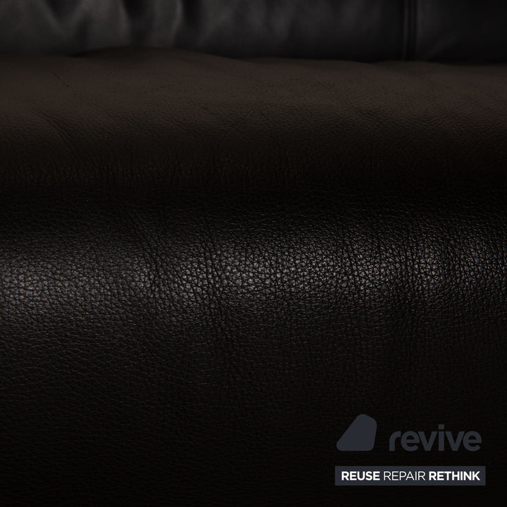 Rolf Benz 322 leather three-seater black sofa couch