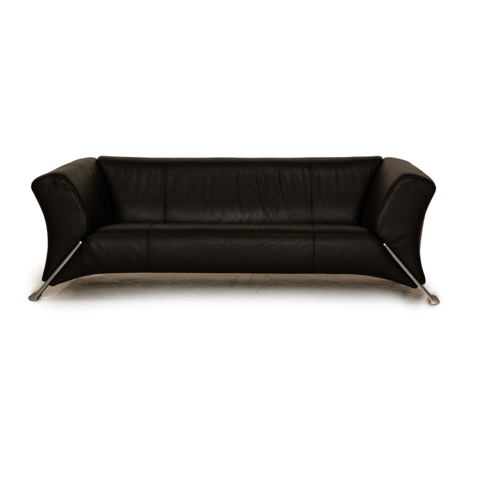Rolf Benz 322 leather three-seater black sofa couch