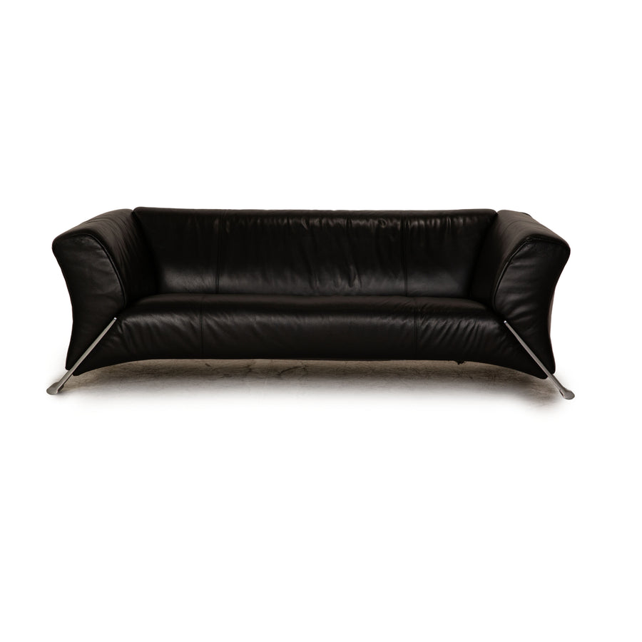 Rolf Benz 322 leather three-seater black sofa couch