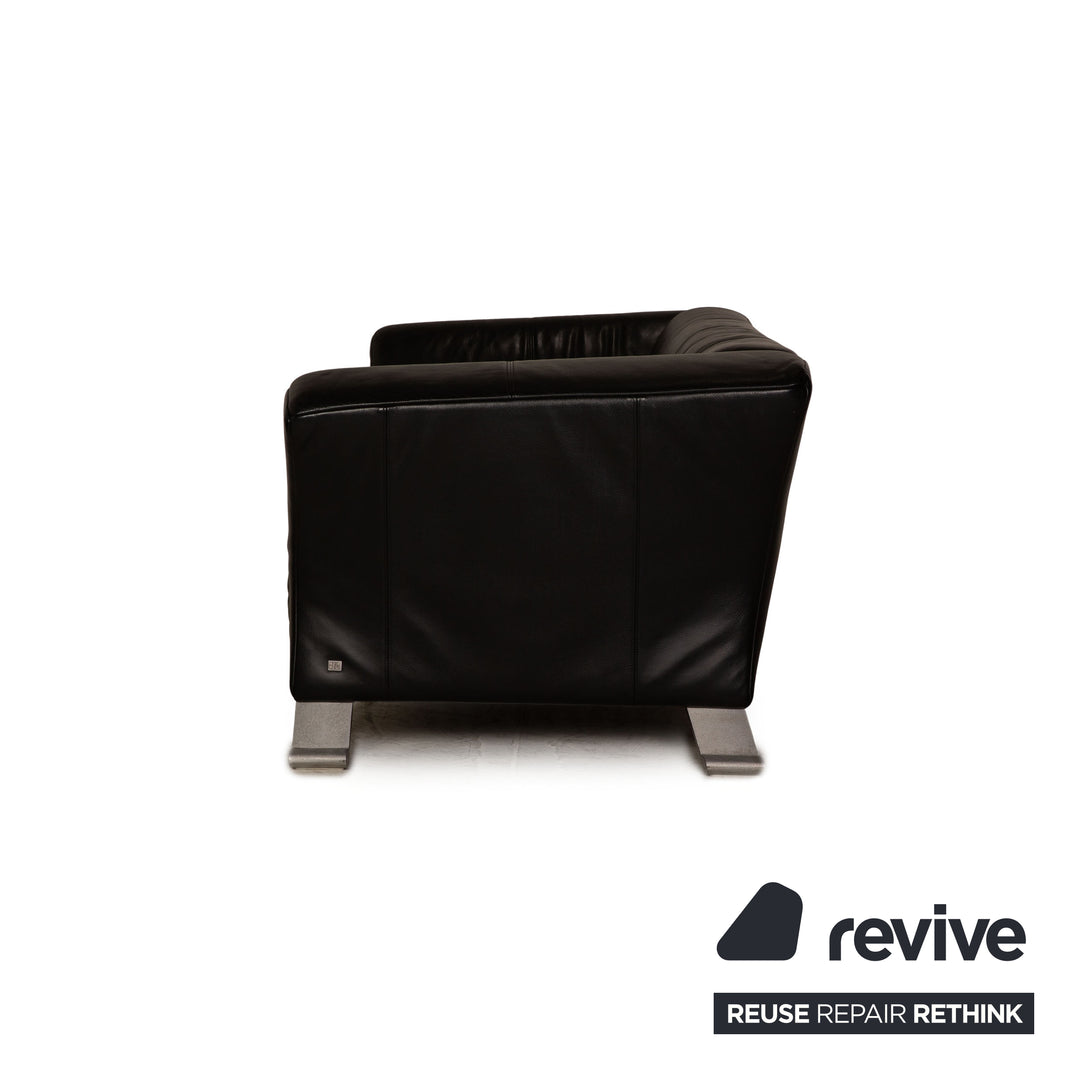 Rolf Benz 322 leather three-seater black sofa couch