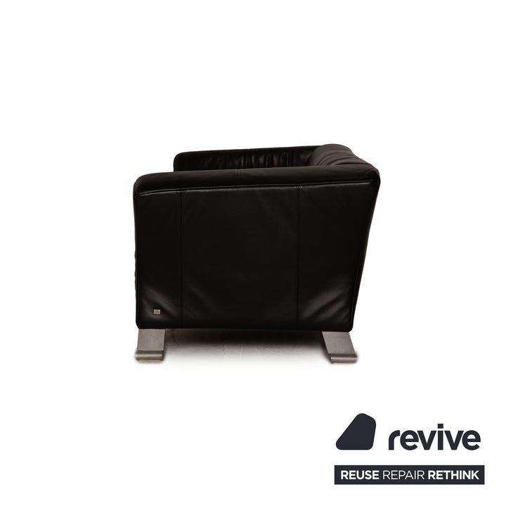 Rolf Benz 322 leather three-seater black sofa couch