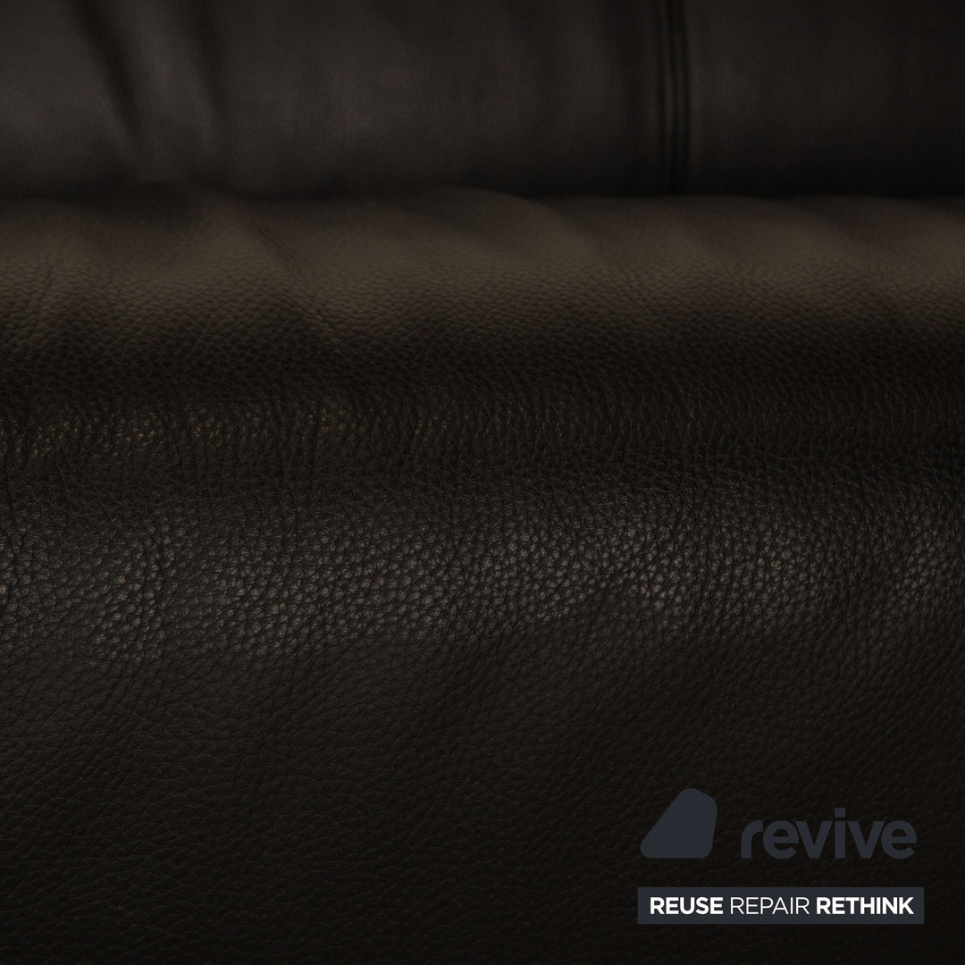 Rolf Benz 322 leather three-seater black sofa couch