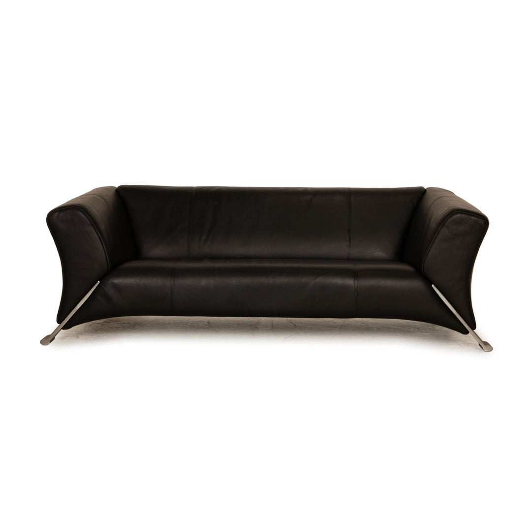 Rolf Benz 322 leather three-seater black sofa couch